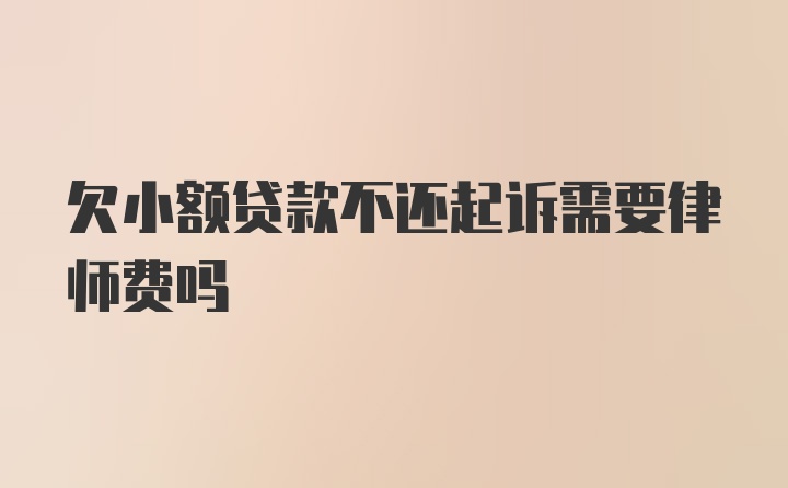 欠小额贷款不还起诉需要律师费吗