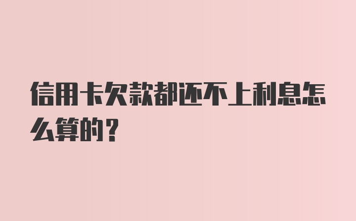 信用卡欠款都还不上利息怎么算的？