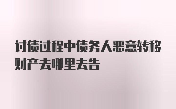 讨债过程中债务人恶意转移财产去哪里去告