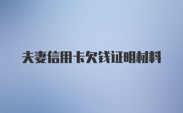 夫妻信用卡欠钱证明材料