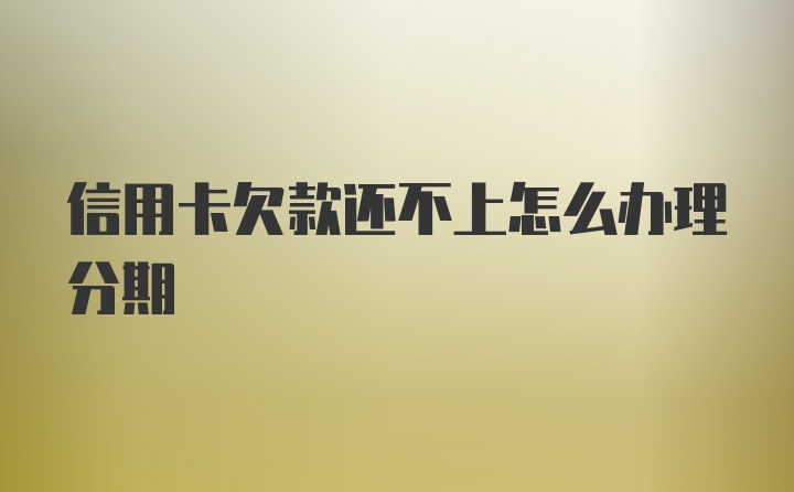 信用卡欠款还不上怎么办理分期