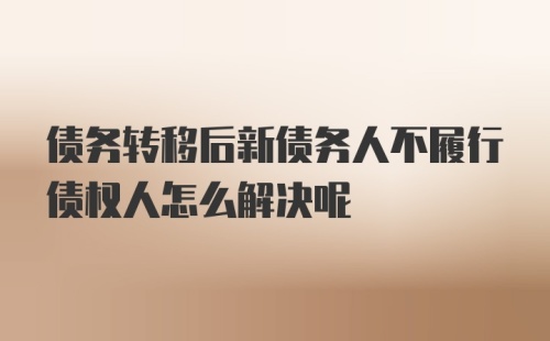 债务转移后新债务人不履行债权人怎么解决呢