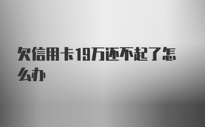 欠信用卡19万还不起了怎么办