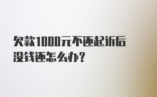 欠款1000元不还起诉后没钱还怎么办?