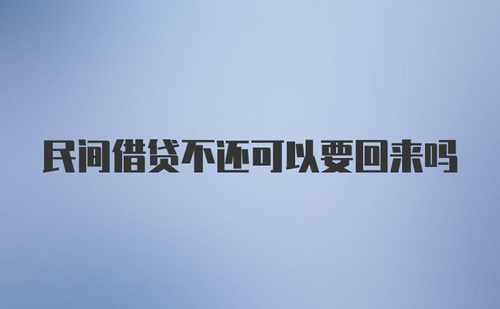 民间借贷不还可以要回来吗