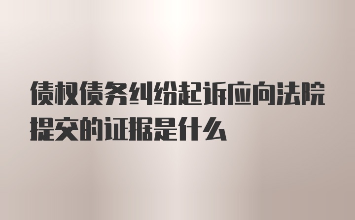 债权债务纠纷起诉应向法院提交的证据是什么