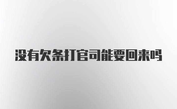 没有欠条打官司能要回来吗