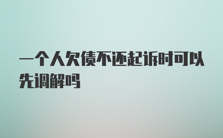 一个人欠债不还起诉时可以先调解吗