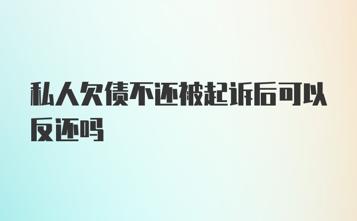 私人欠债不还被起诉后可以反还吗