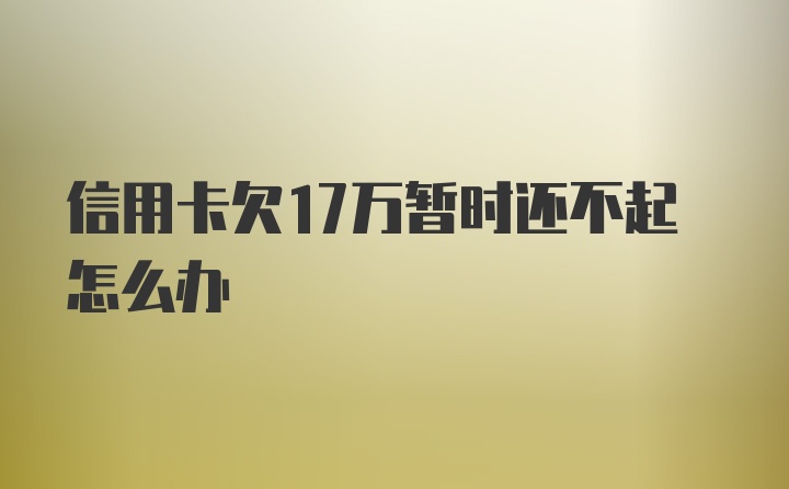 信用卡欠17万暂时还不起怎么办