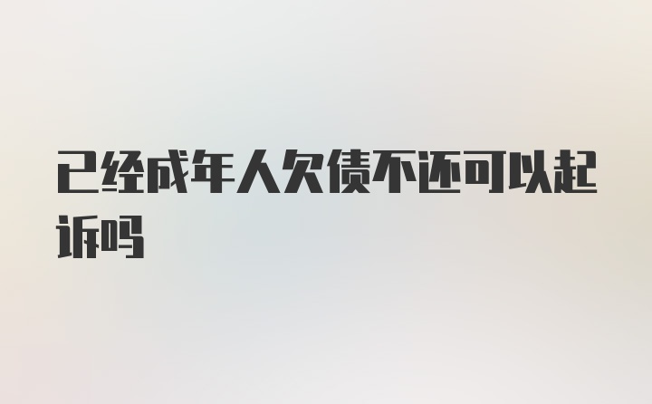 已经成年人欠债不还可以起诉吗