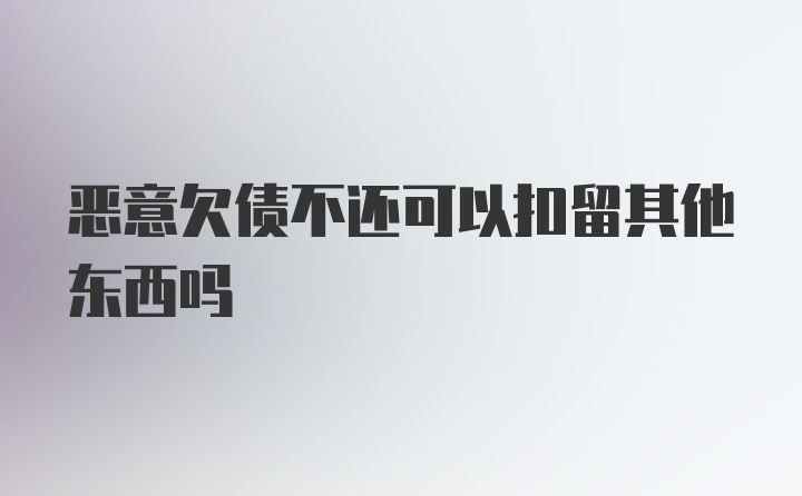 恶意欠债不还可以扣留其他东西吗