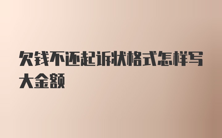 欠钱不还起诉状格式怎样写大金额