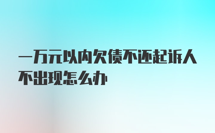 一万元以内欠债不还起诉人不出现怎么办