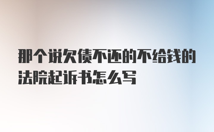 那个说欠债不还的不给钱的法院起诉书怎么写