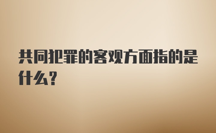 共同犯罪的客观方面指的是什么?