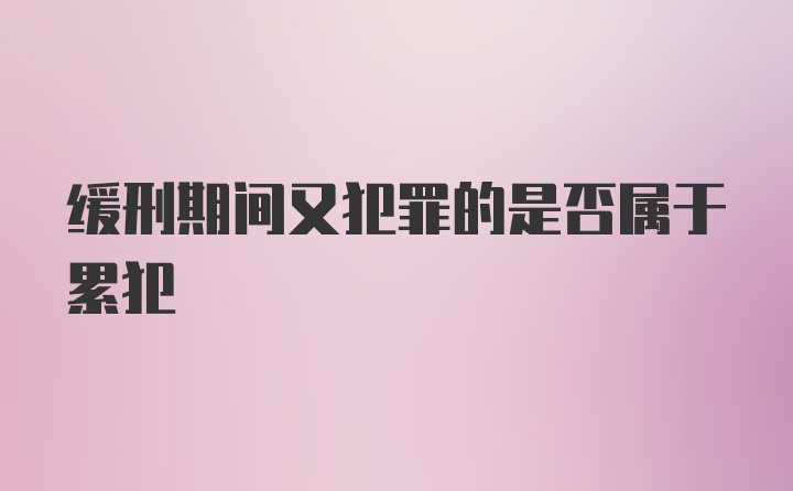 缓刑期间又犯罪的是否属于累犯