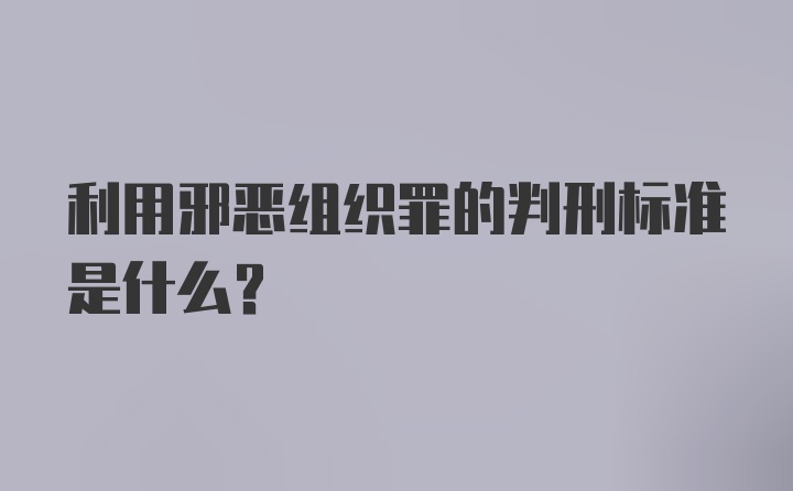 利用邪恶组织罪的判刑标准是什么？