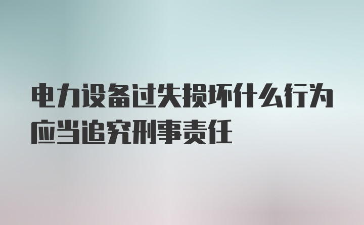 电力设备过失损坏什么行为应当追究刑事责任