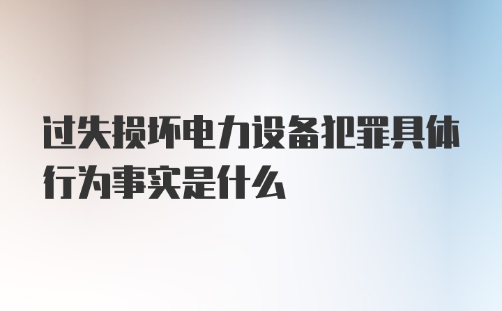 过失损坏电力设备犯罪具体行为事实是什么