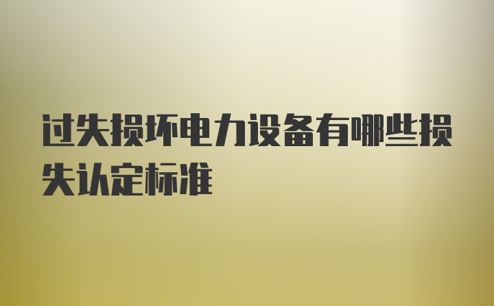 过失损坏电力设备有哪些损失认定标准