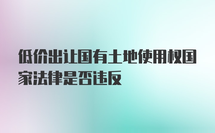 低价出让国有土地使用权国家法律是否违反