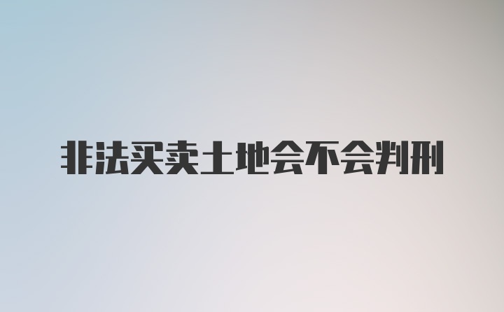 非法买卖土地会不会判刑