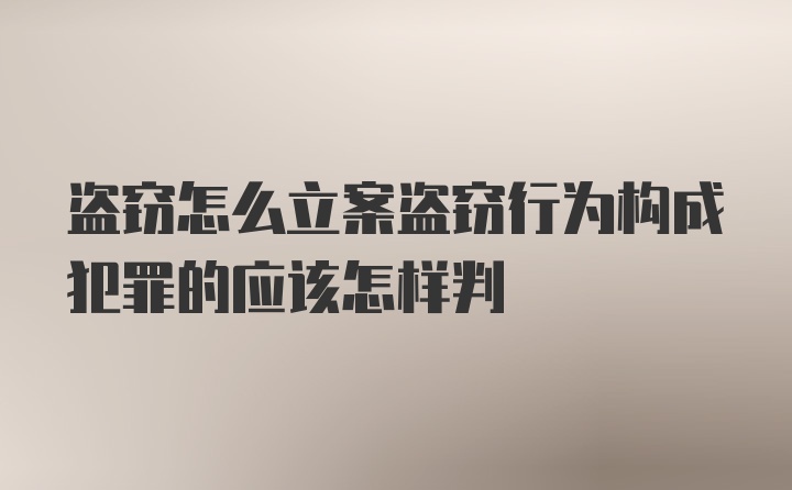 盗窃怎么立案盗窃行为构成犯罪的应该怎样判