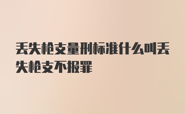 丢失枪支量刑标准什么叫丢失枪支不报罪