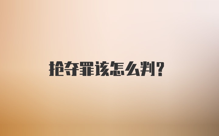 抢夺罪该怎么判？