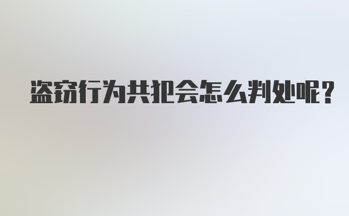 盗窃行为共犯会怎么判处呢?