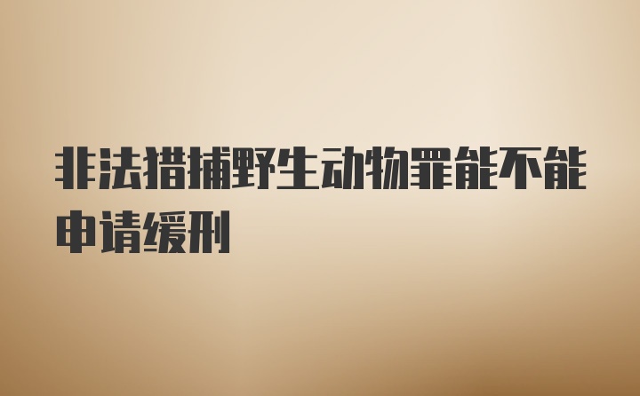 非法猎捕野生动物罪能不能申请缓刑