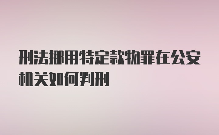 刑法挪用特定款物罪在公安机关如何判刑