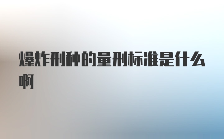 爆炸刑种的量刑标准是什么啊