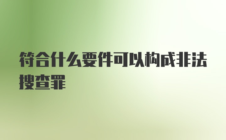 符合什么要件可以构成非法搜查罪