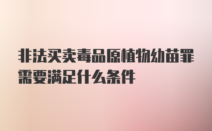 非法买卖毒品原植物幼苗罪需要满足什么条件