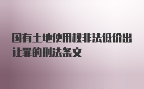 国有土地使用权非法低价出让罪的刑法条文