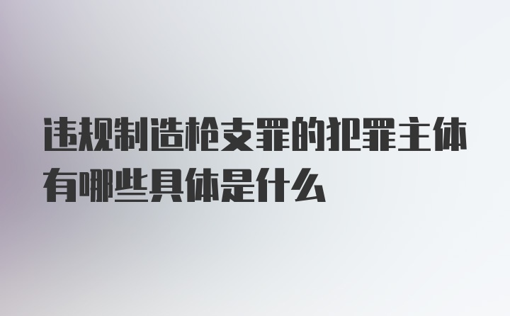 违规制造枪支罪的犯罪主体有哪些具体是什么