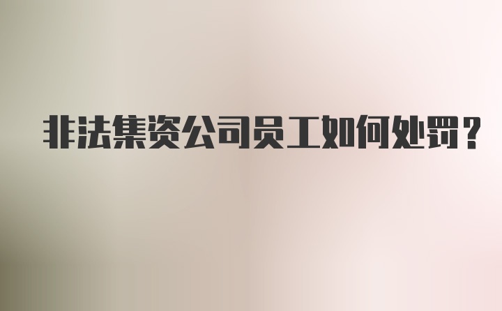 非法集资公司员工如何处罚？