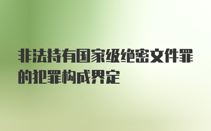 非法持有国家级绝密文件罪的犯罪构成界定