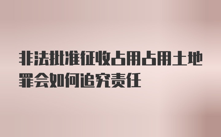 非法批准征收占用占用土地罪会如何追究责任