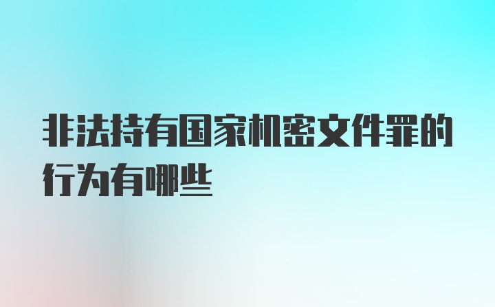 非法持有国家机密文件罪的行为有哪些