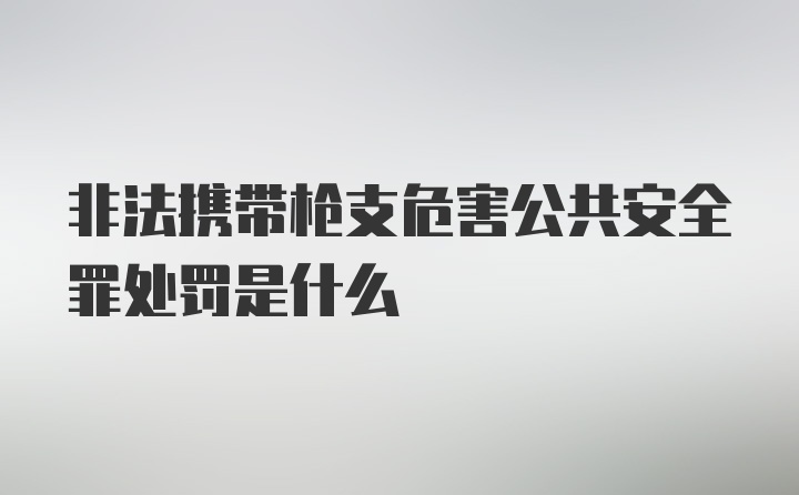 非法携带枪支危害公共安全罪处罚是什么