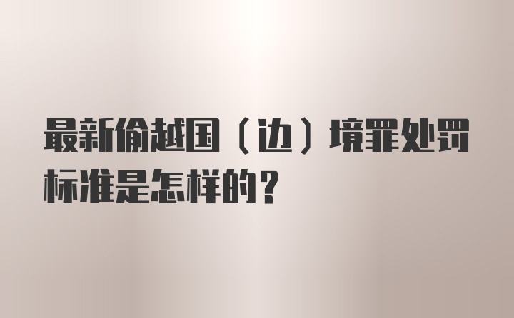 最新偷越国（边）境罪处罚标准是怎样的？