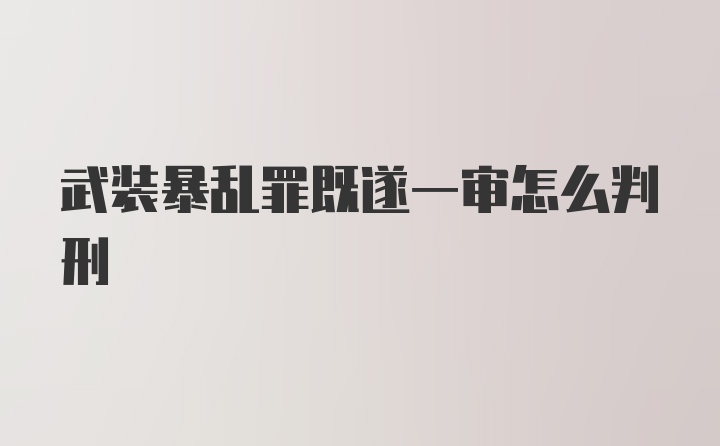 武装暴乱罪既遂一审怎么判刑