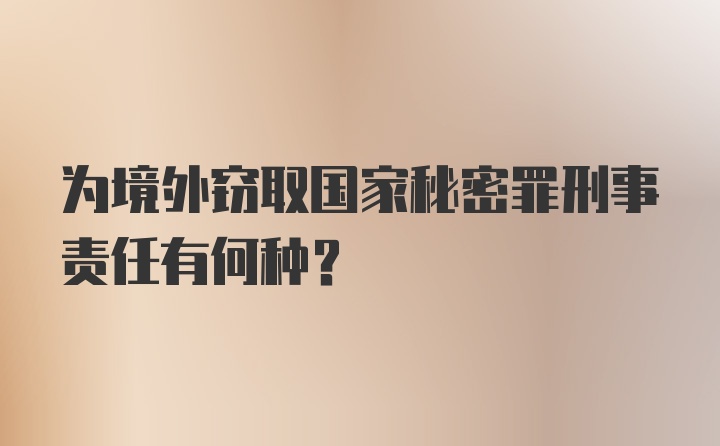 为境外窃取国家秘密罪刑事责任有何种？