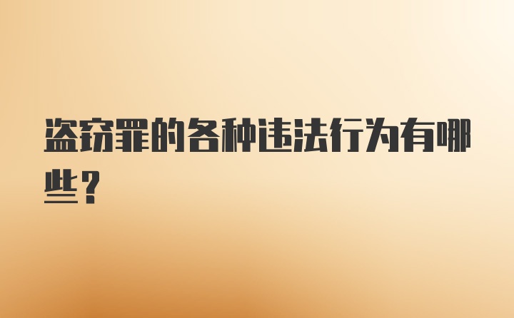 盗窃罪的各种违法行为有哪些？