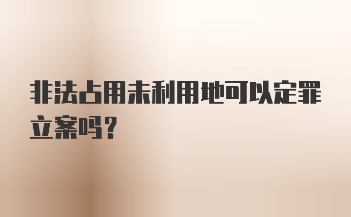 非法占用未利用地可以定罪立案吗？