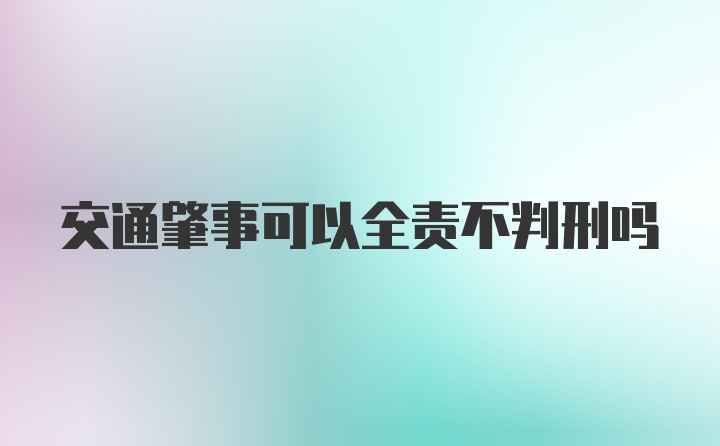 交通肇事可以全责不判刑吗