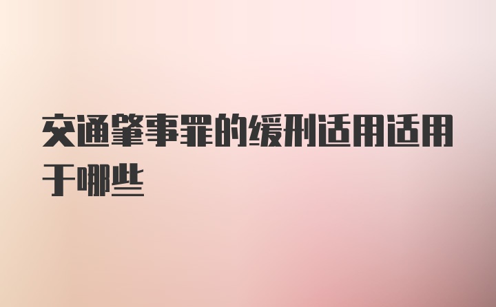 交通肇事罪的缓刑适用适用于哪些